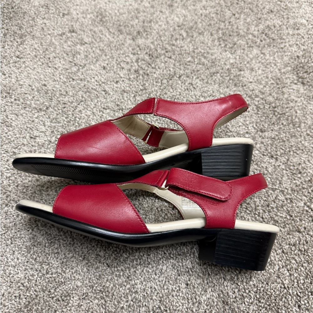 SAS Red Leather Women's Shoes Narrow